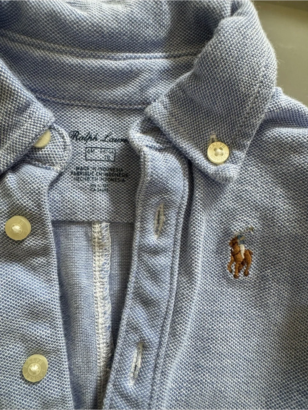Ralph Lauren Light Blue Knit Polo Romper